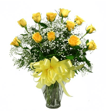 Dozen yellow roses bouquet