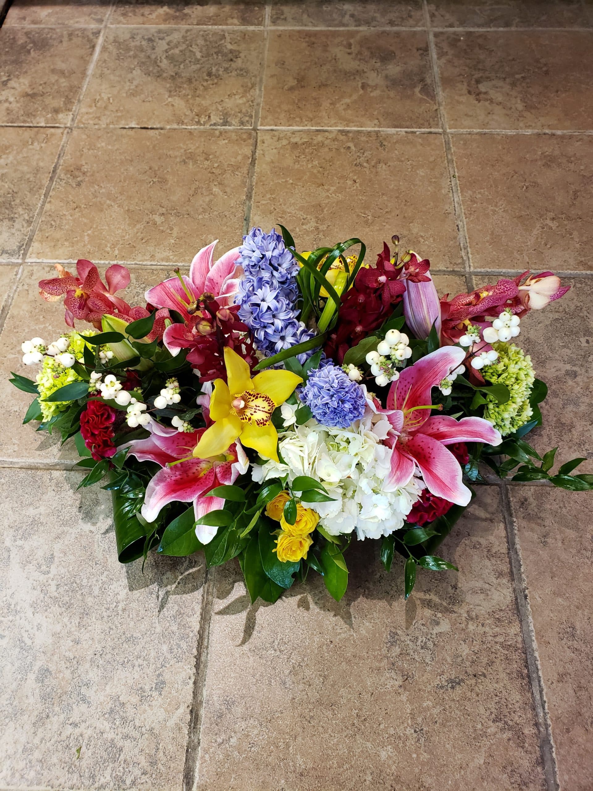 Eye Candy arrangement in hot pink and tangerine