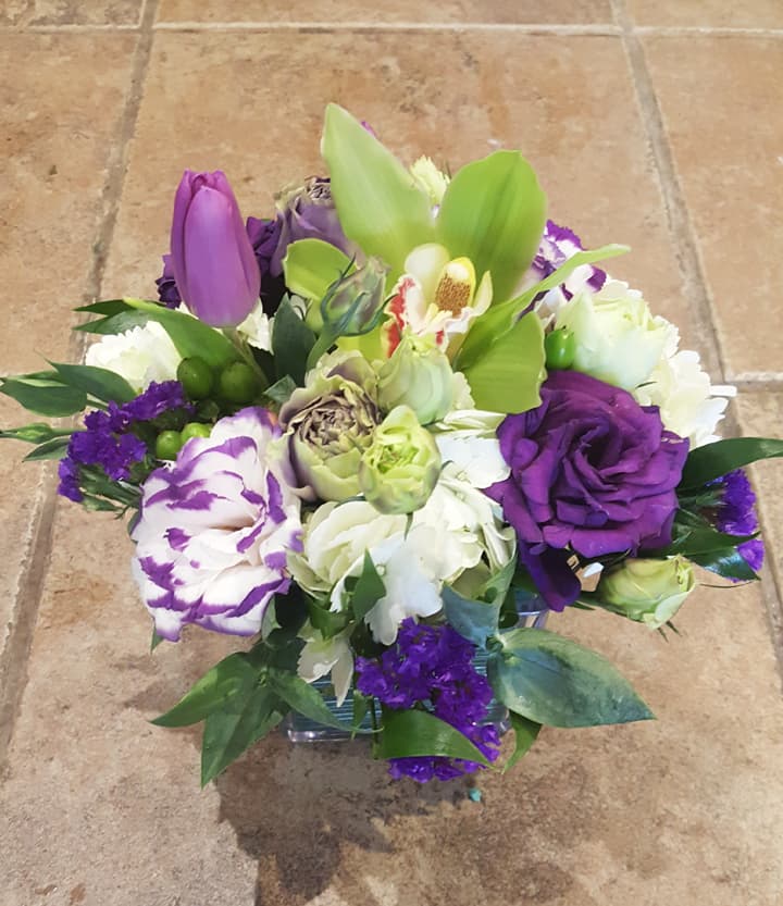 Jade & Lavender arrangement in pale green and lavender
