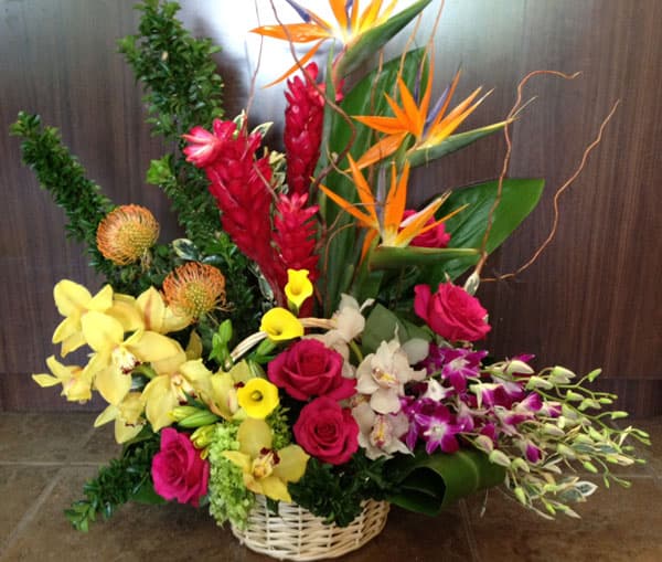 Lush Horizons garden-style arrangement in green and cream