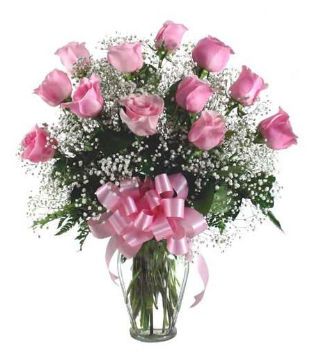 Dozen pink roses bouquet