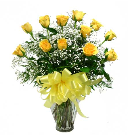 Dozen yellow roses bouquet
